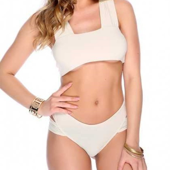 Other - Top Quality Sexy Beige Cross Cut Out Bodysuit Beig